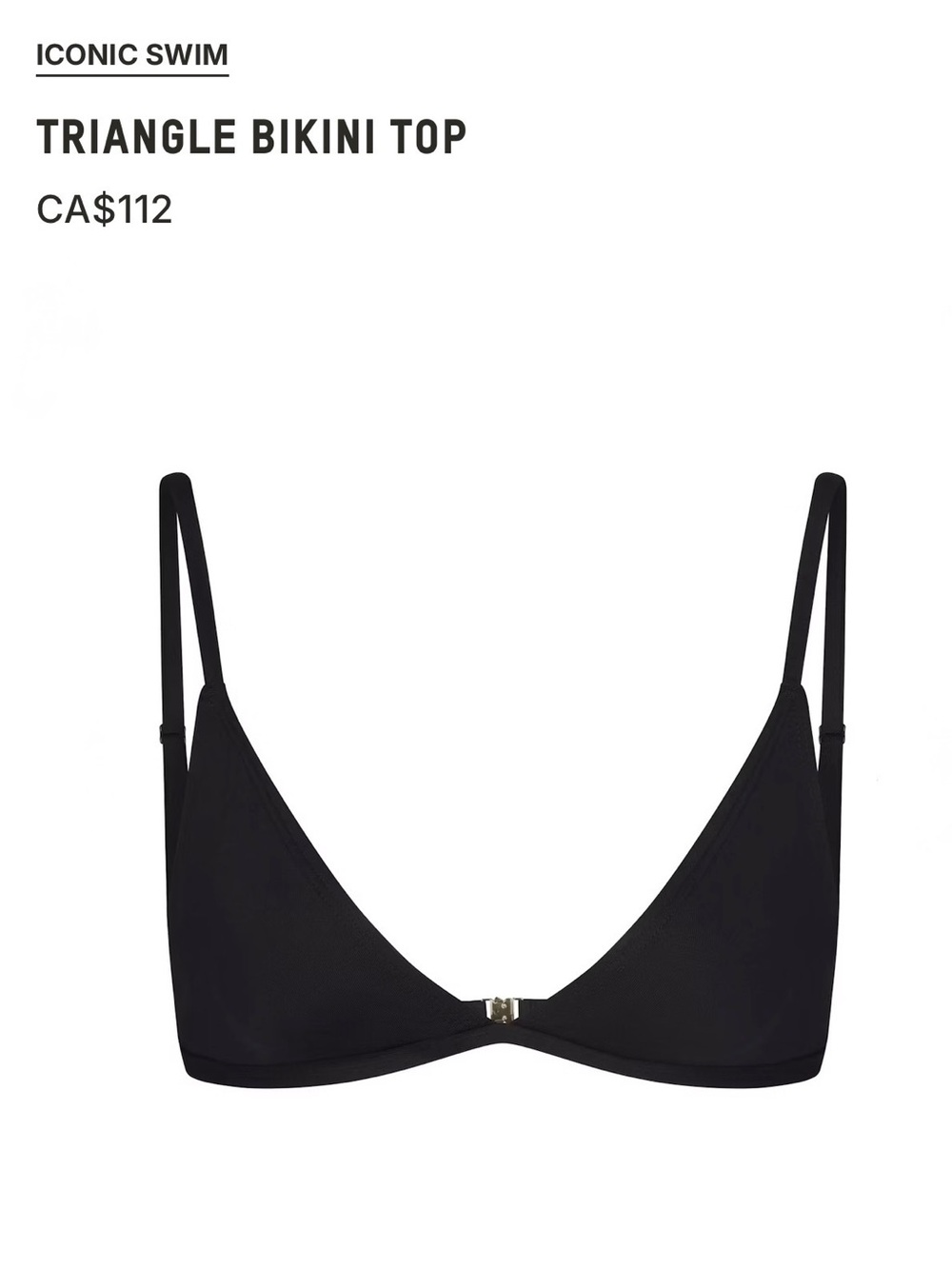 SKIMS | Black Triangle Bikini Top Size 2X